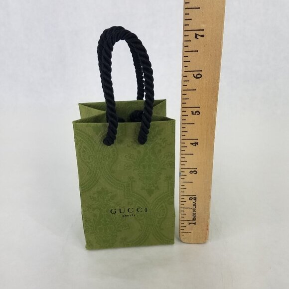 Gucci Beauty Bag Green Paisley Empty Shopping Paper Mini 4.5" x 3" x 2.5" Decor - Picture 9 of 10